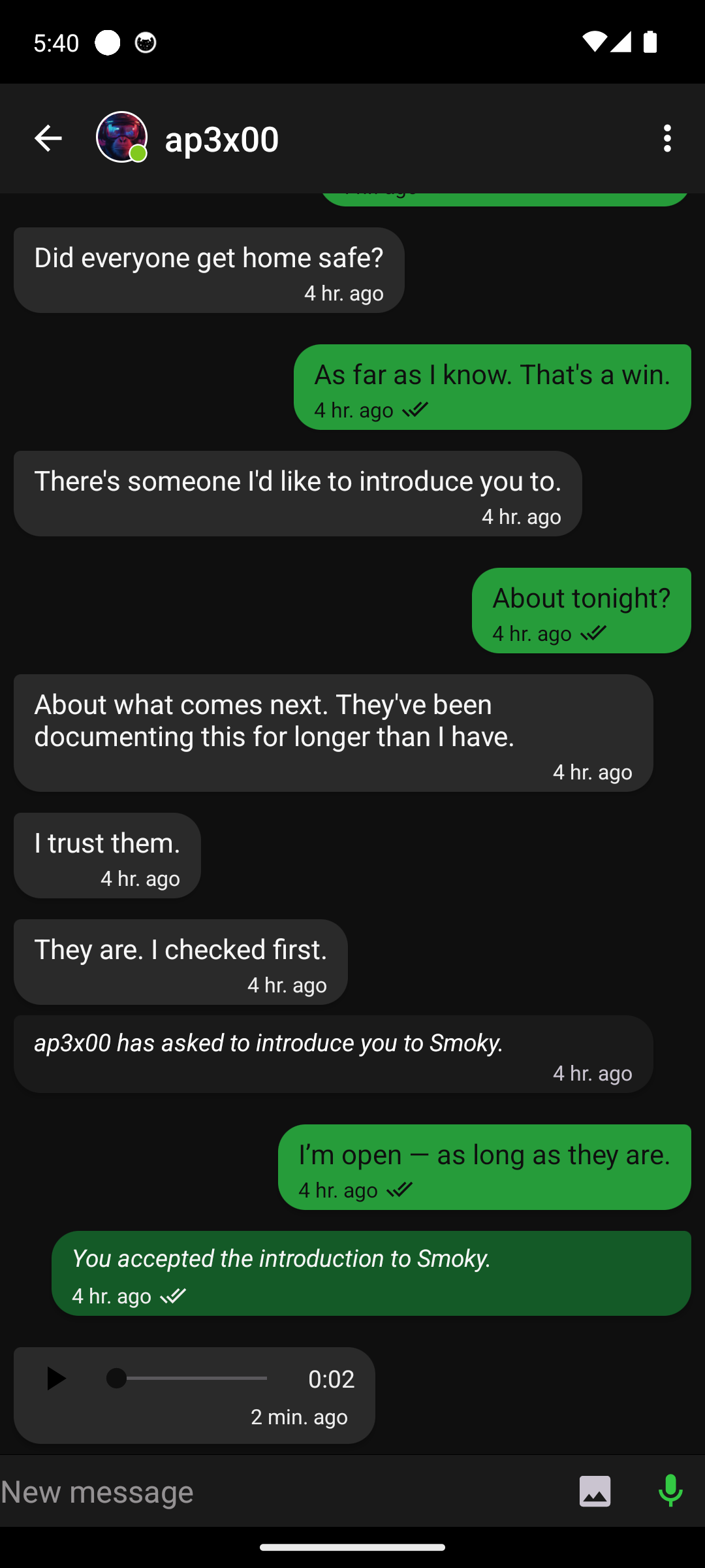 Anonomi encrypted messaging interface